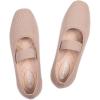 Frank Mully Women’s Ballet Flats Slip on Casual Knitted Fabric Shoes Square-Toe Flats with Elastic Straps for Women(6091ecru)