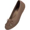 Frank Mully Women’s Mesh Flats Round Toe Foldable Dressy Shoes with Bow-Knot Cute Ballet Knit Flats Casual Business Office(Coffee/Mesh)