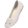 Frank Mully Women’s Mesh Flats Round Toe Foldable Dressy Shoes with Bow-Knot Cute Ballet Knit Flats Casual Business Office(Ivory/Mesh)