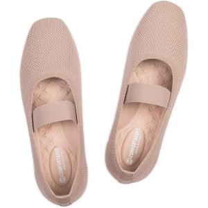 Frank Mully Women’s Ballet Flats Slip on Casual Knitted Fabric Shoes Square-Toe Flats with Elastic Straps for Women(6091ecru)