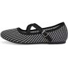 FRANK MULLY Women’s Mary Jane Flats Knit Ballet Criss Cross Ankle Strap Flat Shoes(Black&white)