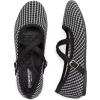 FRANK MULLY Women’s Mary Jane Flats Knit Ballet Criss Cross Ankle Strap Flat Shoes(Black&white)
