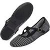 FRANK MULLY Women’s Mary Jane Flats Knit Ballet Criss Cross Ankle Strap Flat Shoes(Black&white)