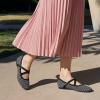 FRANK MULLY Women’s Mary Jane Flats Knit Ballet Criss Cross Ankle Strap Flat Shoes(Black&white)
