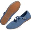 FRANK MULLY Women’s Mary Jane Flats Knit Ballet Criss Cross Ankle Strap Flat Shoes(Denim Blue/Solid)