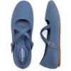 FRANK MULLY Women’s Mary Jane Flats Knit Ballet Criss Cross Ankle Strap Flat Shoes(Denim Blue/Solid)