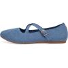 FRANK MULLY Women’s Mary Jane Flats Knit Ballet Criss Cross Ankle Strap Flat Shoes(Denim Blue/Solid)