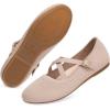 FRANK MULLY Women’s Mary Jane Flats Knit Ballet Criss Cross Ankle Strap Flat Shoes(Ecru/Solid)