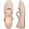 FRANK MULLY Women’s Mary Jane Flats Knit Ballet Criss Cross Ankle Strap Flat Shoes(Ecru/Solid)