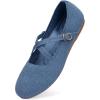 FRANK MULLY Women’s Mary Jane Flats Knit Ballet Criss Cross Ankle Strap Flat Shoes(Denim Blue/Solid)