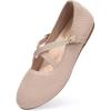 FRANK MULLY Women’s Mary Jane Flats Knit Ballet Criss Cross Ankle Strap Flat Shoes(Ecru/Solid)