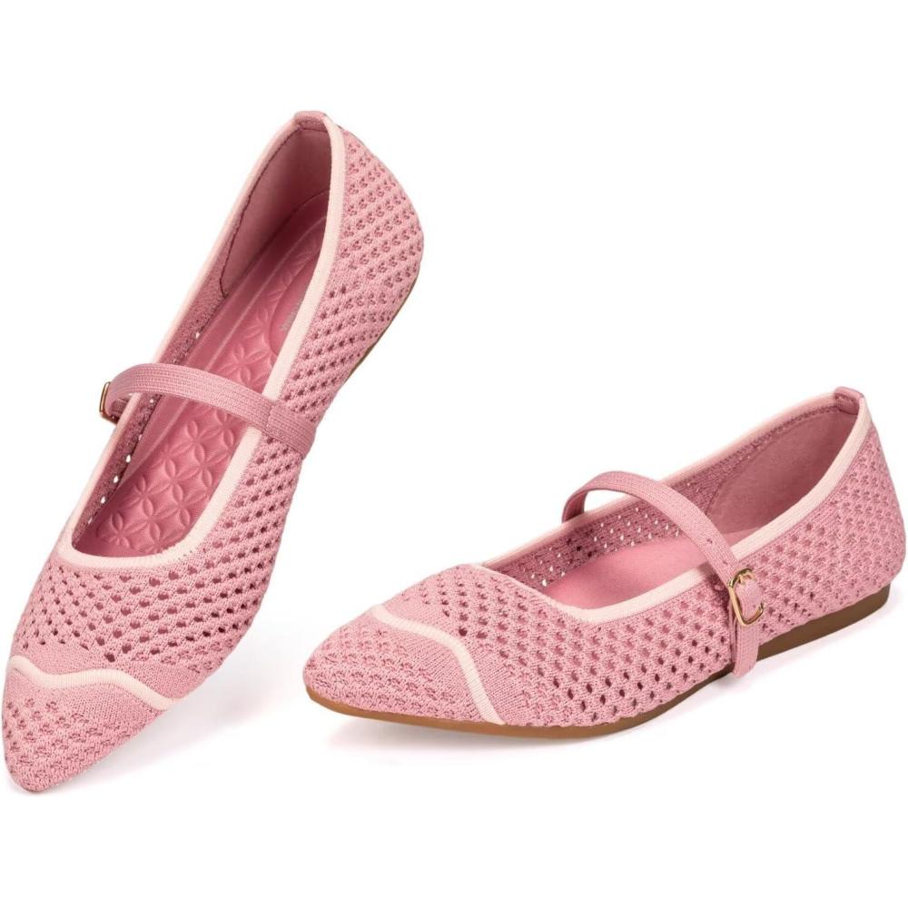 image:imageFrank Mully Mesh Ballet Flats for Women Comfy Washable Flexible Breathable Casual Work Office Walk Pointed Toe Ballerina ShoesRose