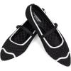 Frank Mully Mesh Ballet Flats for Women Comfy Washable Flexible Breathable Casual Work Office Walk Pointed Toe Ballerina Shoes(Black)