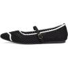 Frank Mully Mesh Ballet Flats for Women Comfy Washable Flexible Breathable Casual Work Office Walk Pointed Toe Ballerina Shoes(Black)