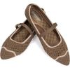 Frank Mully Mesh Ballet Flats for Women Comfy Washable Flexible Breathable Casual Work Office Walk Pointed Toe Ballerina Shoes(Coffee)