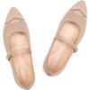 Frank Mully Mesh Ballet Flats for Women Comfy Washable Flexible Breathable Casual Work Office Walk Pointed Toe Ballerina Shoes(Ecru)