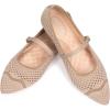 Frank Mully Mesh Ballet Flats for Women Comfy Washable Flexible Breathable Casual Work Office Walk Pointed Toe Ballerina Shoes(Ecru)