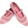 Frank Mully Mesh Ballet Flats for Women Comfy Washable Flexible Breathable Casual Work Office Walk Pointed Toe Ballerina Shoes(Rose)