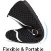 Frank Mully Women’s Mesh Mary Jane Flats Round Toe Slip-On Breathable Knitted Comfort Shoes for Daily Walking Work(Black)