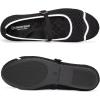 Frank Mully Women’s Mesh Mary Jane Flats Round Toe Slip-On Breathable Knitted Comfort Shoes for Daily Walking Work(Black)