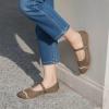 Frank Mully Women’s Mesh Mary Jane Flats Round Toe Slip-On Breathable Knitted Comfort Shoes for Daily Walking Work(Brown)