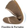 Frank Mully Women’s Mesh Mary Jane Flats Round Toe Slip-On Breathable Knitted Comfort Shoes for Daily Walking Work(Brown)