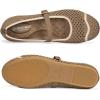 Frank Mully Women’s Mesh Mary Jane Flats Round Toe Slip-On Breathable Knitted Comfort Shoes for Daily Walking Work(Brown)