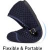 Frank Mully Women’s Mesh Mary Jane Flats Round Toe Slip-On Breathable Knitted Comfort Shoes for Daily Walking Work(Deep Blue)