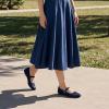 Frank Mully Women’s Mesh Mary Jane Flats Round Toe Slip-On Breathable Knitted Comfort Shoes for Daily Walking Work(Deep Blue)