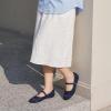 Frank Mully Women’s Mesh Mary Jane Flats Round Toe Slip-On Breathable Knitted Comfort Shoes for Daily Walking Work(Deep Blue)