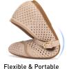 Frank Mully Women’s Mesh Mary Jane Flats Round Toe Slip-On Breathable Knitted Comfort Shoes for Daily Walking Work(Ecru)
