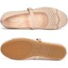 Frank Mully Women’s Mesh Mary Jane Flats Round Toe Slip-On Breathable Knitted Comfort Shoes for Daily Walking Work(Ecru)