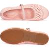 Frank Mully Women’s Mesh Mary Jane Flats Round Toe Slip-On Breathable Knitted Comfort Shoes for Daily Walking Work(Pink)