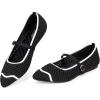 Frank Mully Mesh Ballet Flats for Women Comfy Washable Flexible Breathable Casual Work Office Walk Pointed Toe Ballerina Shoes(Black)